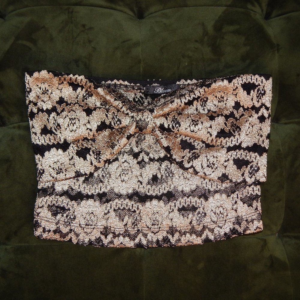 Black & Gold Metallic Tube Top